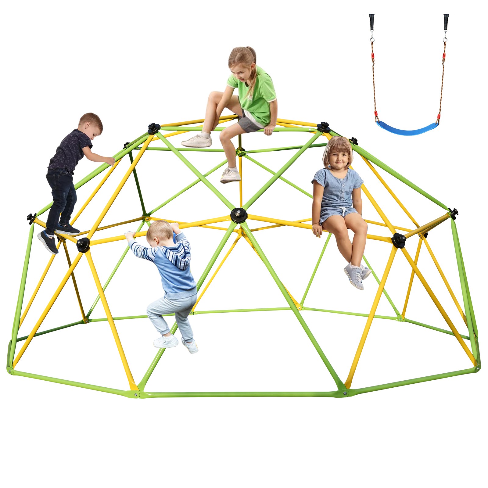 10 FT Climbing Dome for Kids Jungle Gym Park Dome Climber With Swing Playground
