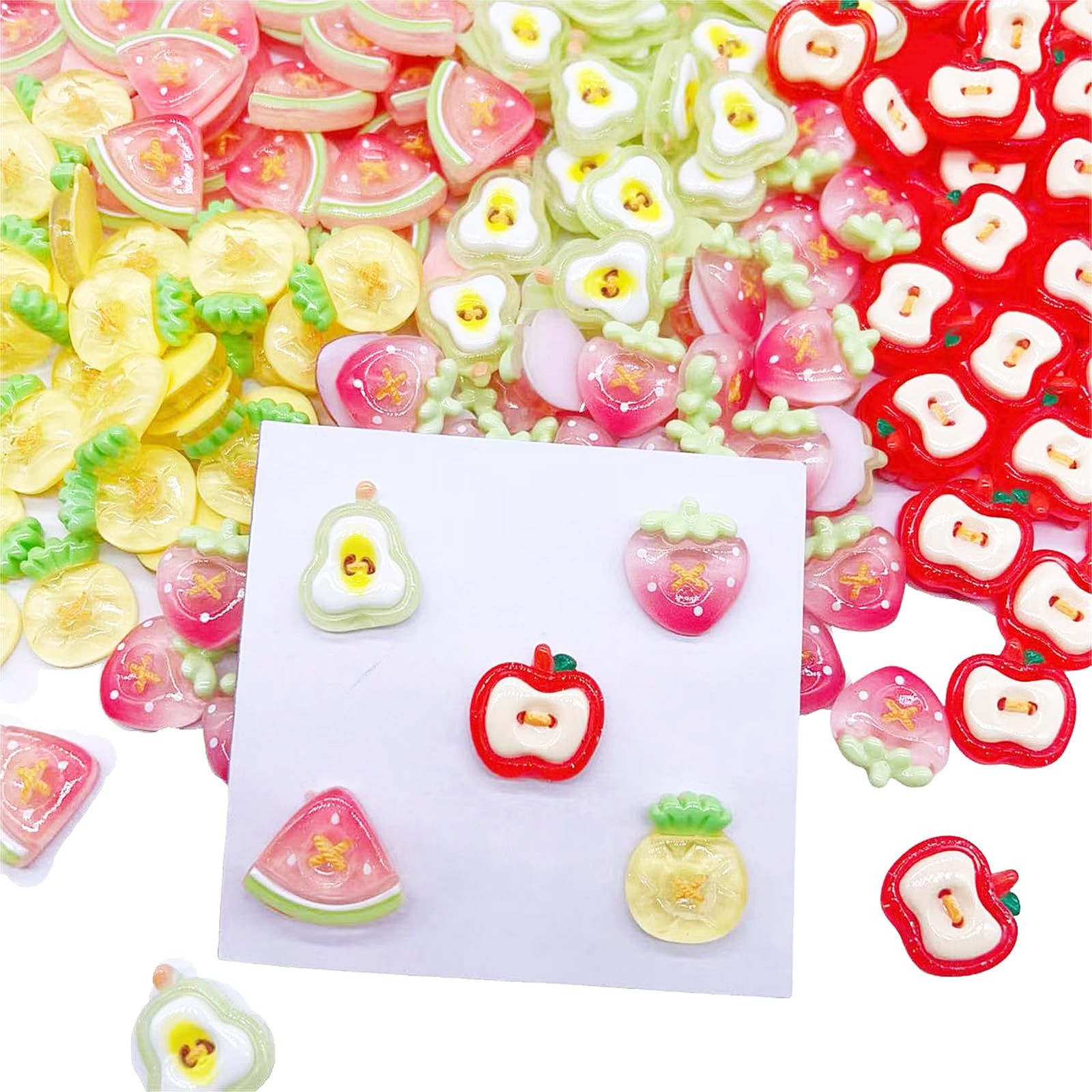 50 PCS Fruit Cute Set Bulk Mixed Resin Ornament Scrapbooking DIY Craft Charms