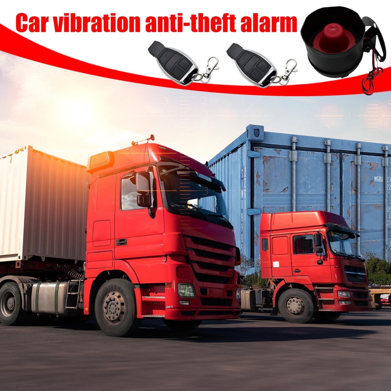 12V Universal Car Alarm System Security Vibration Alarm System W 2 Remote Contro