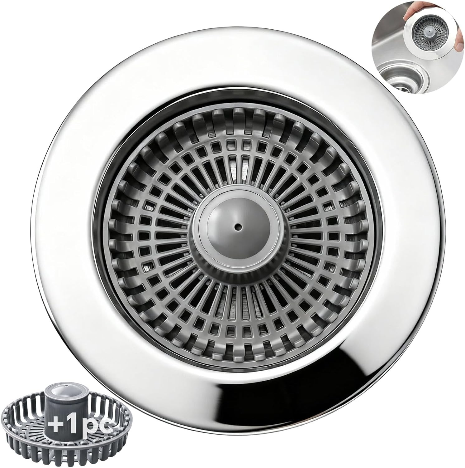 Solid Brass Body 3-in-1 Kitchen Sink Drain Strainer & Sper, Heavy Duty