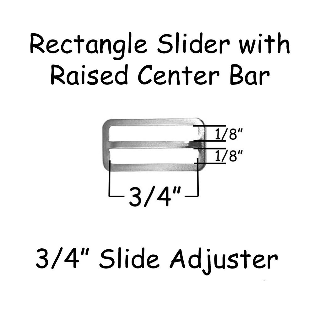 10 - 3/4" Slide Adjusters for Bow Tie Adjustable Straps - Rectangle Silver Metal