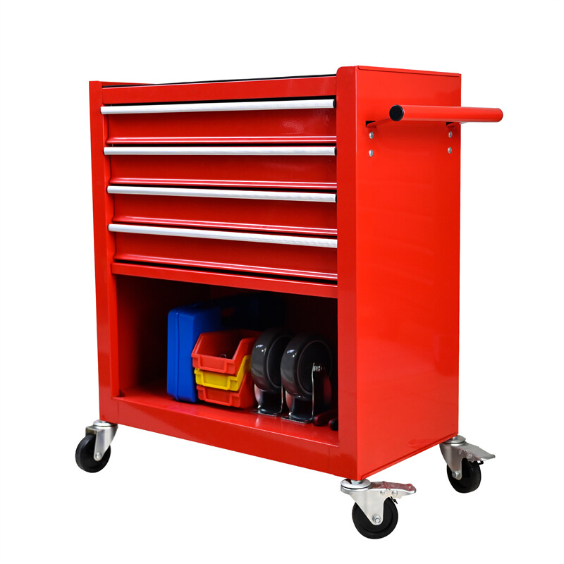4-Drawer Rolling Tool Box Cart Tool Storage Cabinet Tool Chest w/ Tool Set Red