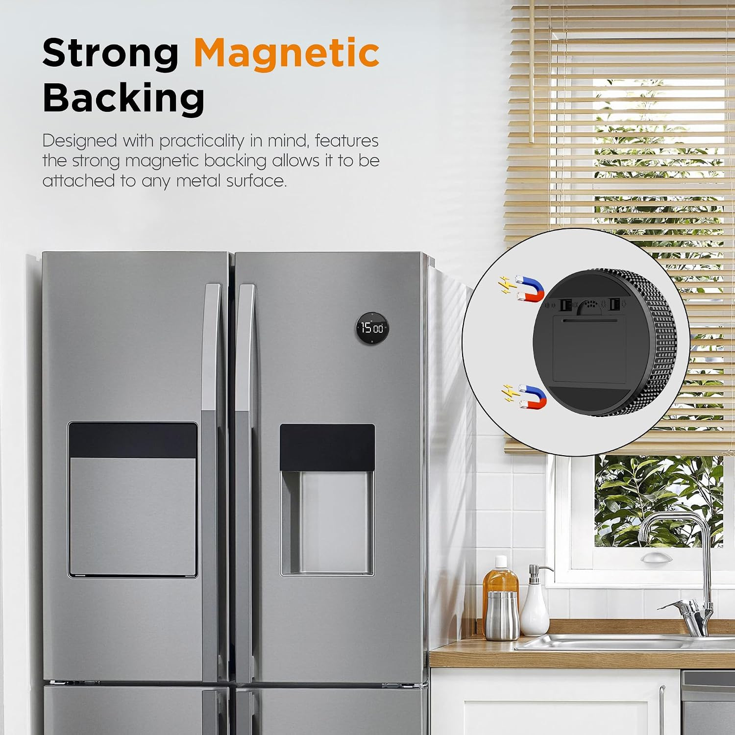 Magnetic Digital Kitchen Timer with Large LED Display