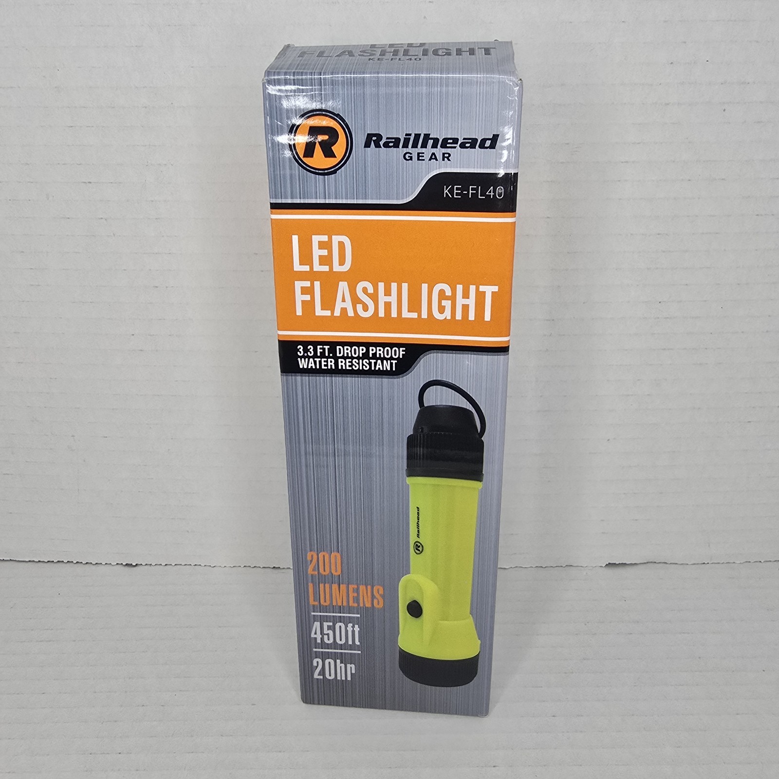 Railhead Gear Handheld Flashlight D Battery LED 7.75 in Lg KE-FL40 New