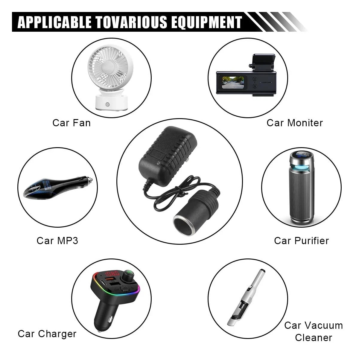AC to DC Converter, 2A 24W Car Cigarette Lighter Socket Adapter to Wall Plug