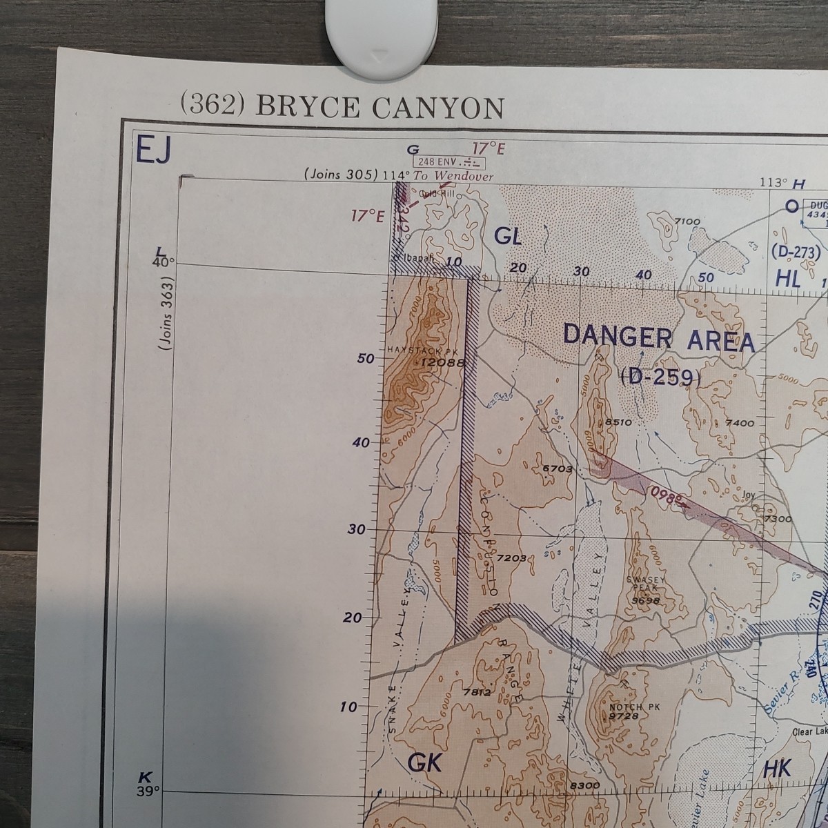 World Aeronautical Chart Map BRYCE CANYON 1953 USAF Edition 2 Sided
