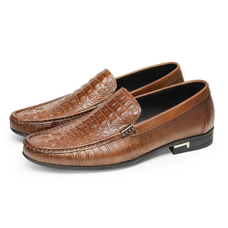 Retro Men's Leather Alligator Pattern Loafers Formal Casual Driving Club Shoes