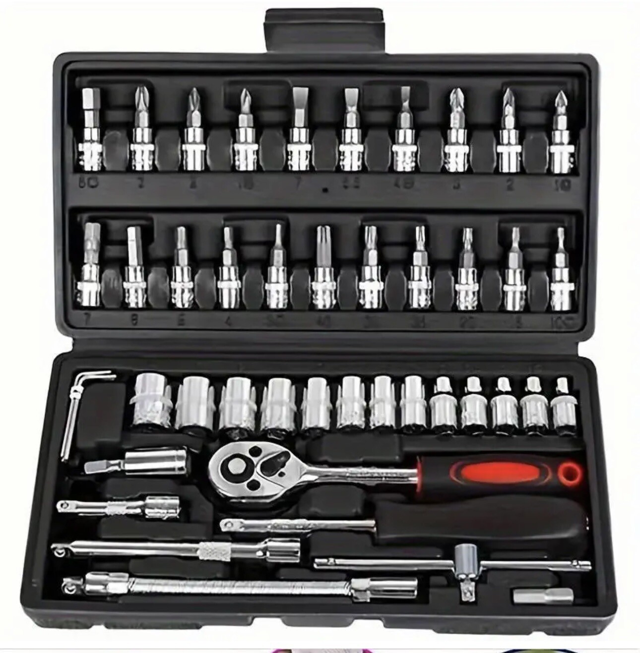 1/4" Ratchet Wrench Combination Socket Tool Set Kit Auto Car Repair Tool 46PCS