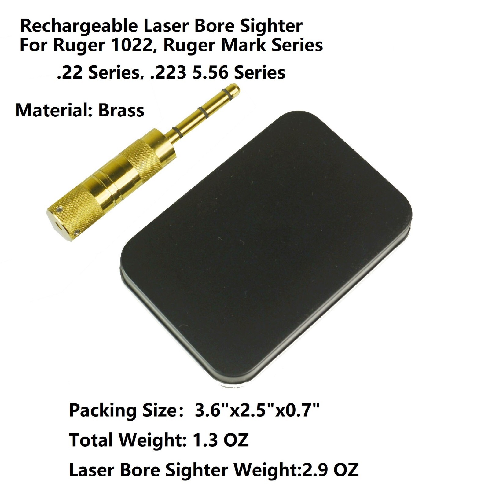 RECHARGEABLE Muzzle Front Insert Laser Bore Sighter Sight For 22LR 223 556