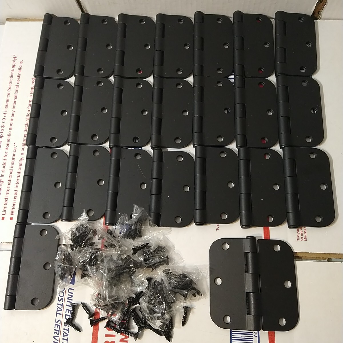 23 pcs Sturdy Rounded 5/8 Radius Interior Door Hinges, 3.5" X 3.5", Matte Black