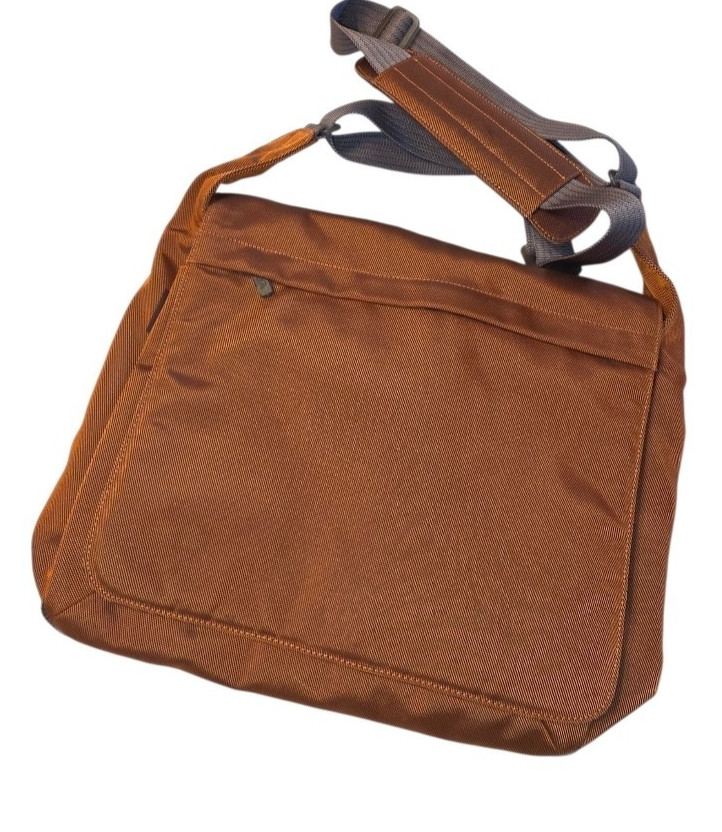Burnt Orange Laptop Bag Padded Shoulder Strap Hook Loop Flap Closure Messenger