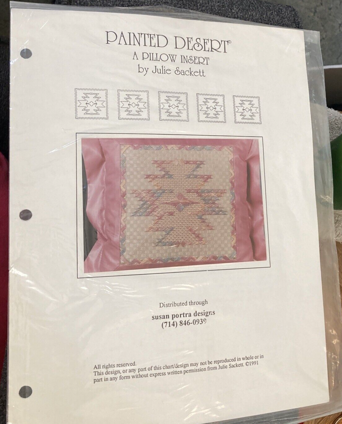 Vtg Rare PAINTED DESERT Pillow Insert 91' needlepoint pattern only~Julie Sackett