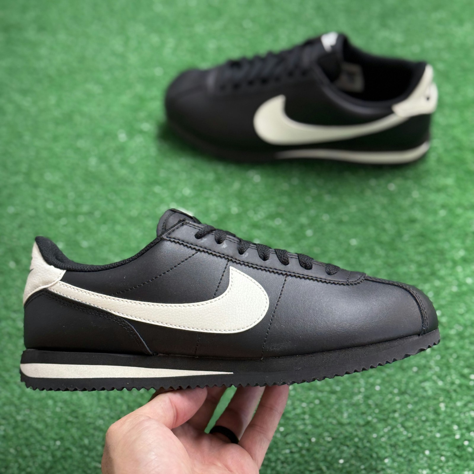 Nike Cortez Leather Black Pale Ivory Womens DN1791-006 NEW Multi Sz