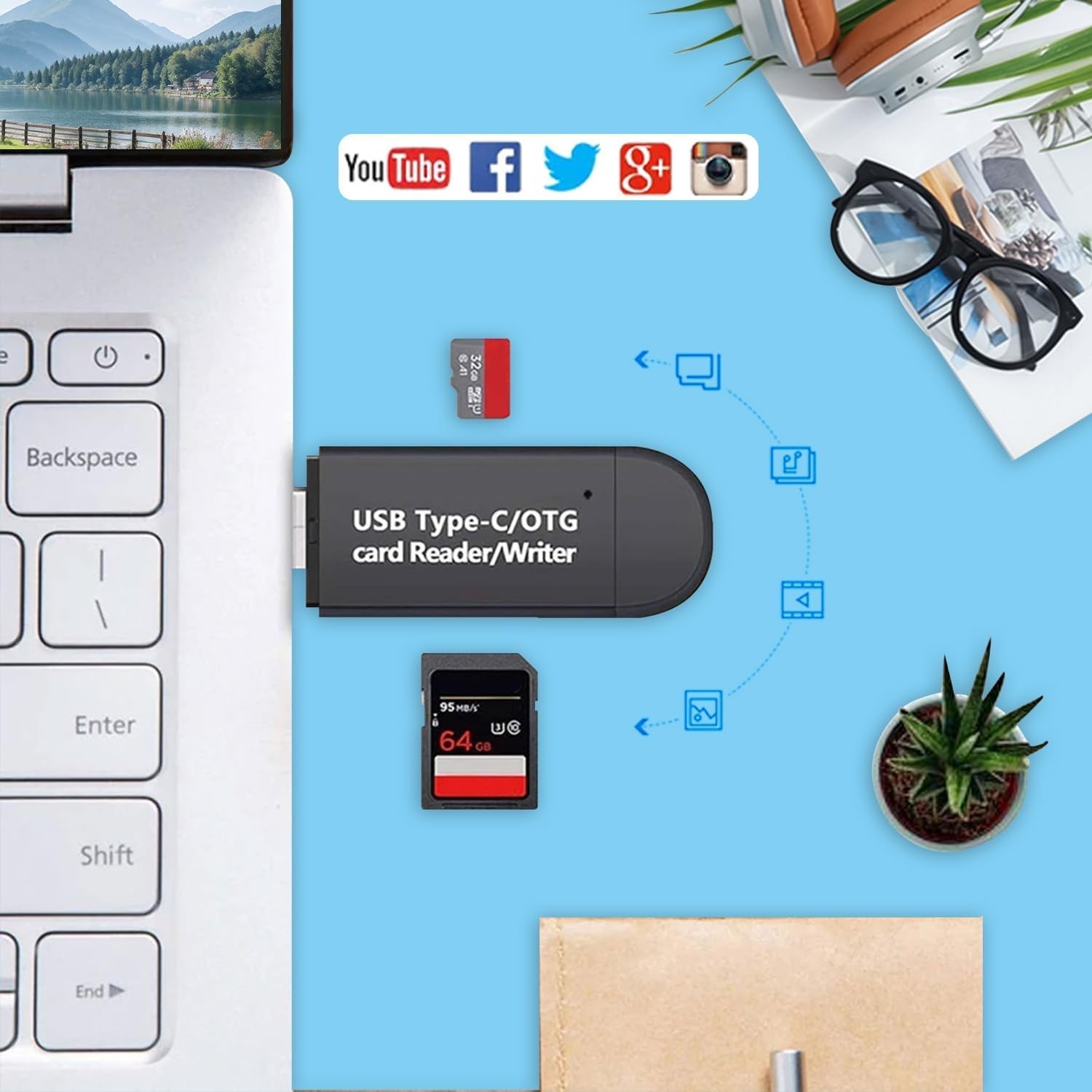 Versatile SD/Micro SD Card Reader for Android, Mac & Windows - Dual Card Access