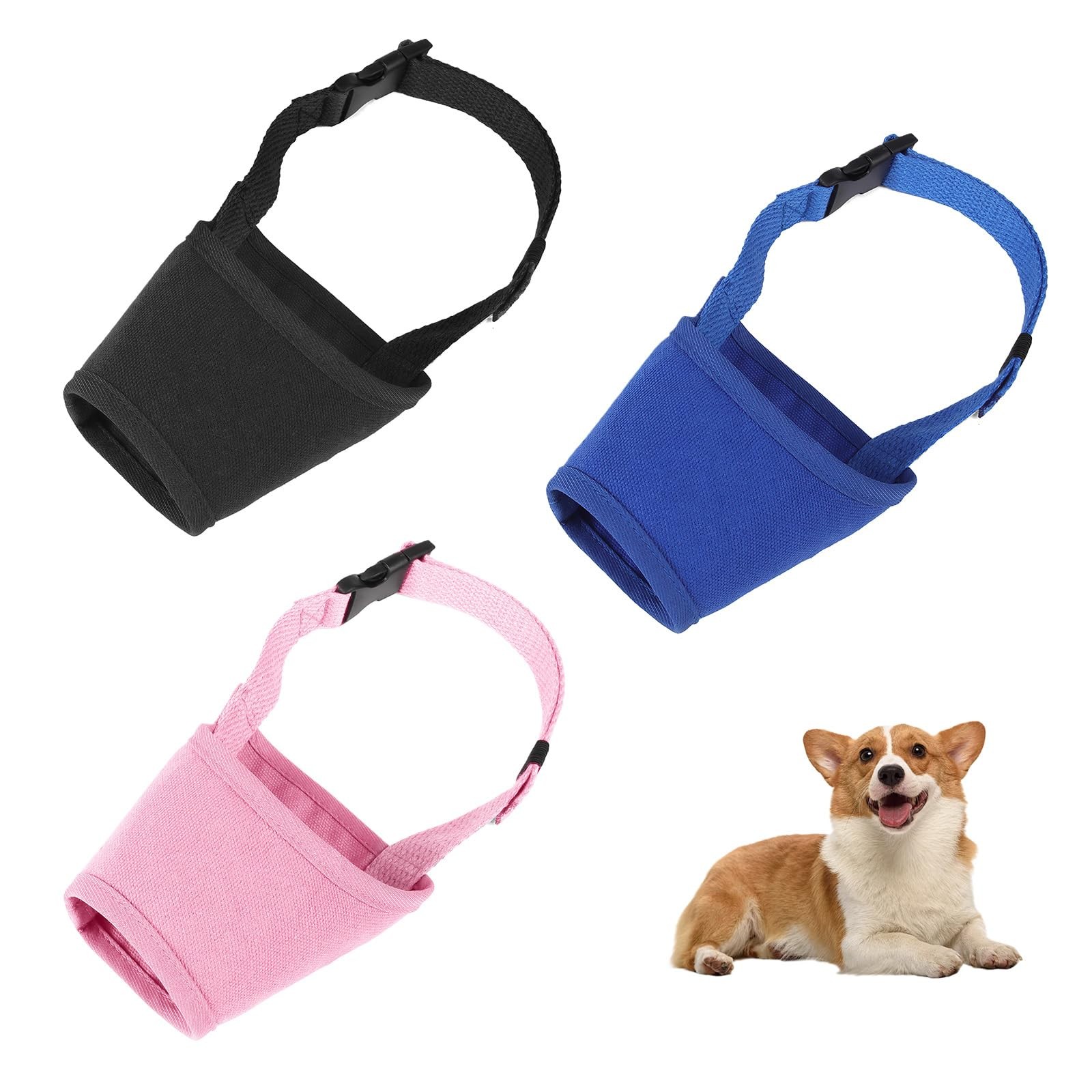 3 PCS Small Dog Muzzles Prevent Biting Soft Anti Barking Mouth Cover Case