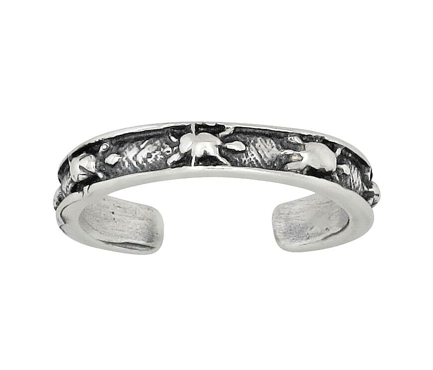 Sterling Silver .925 Multiple Turtles Toe Ring Adjustable Size | Made In USA