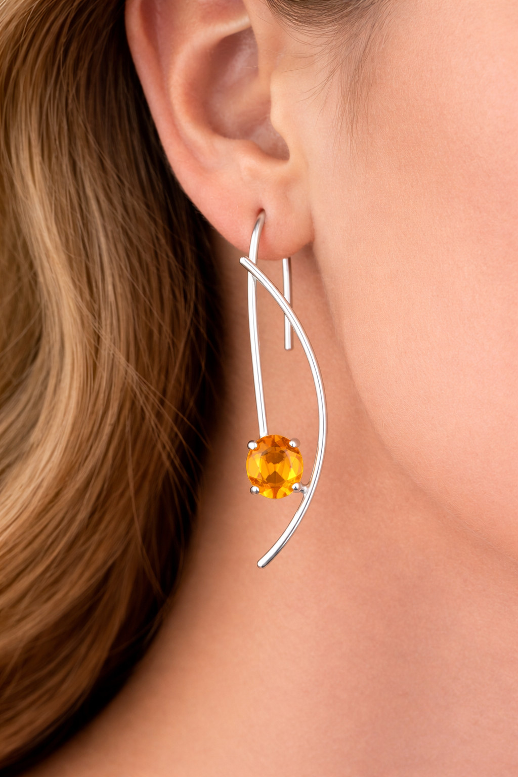 Natural Citrine Gemstone 925 Sterling Silver Handcrafted Jewelry Women Earrings