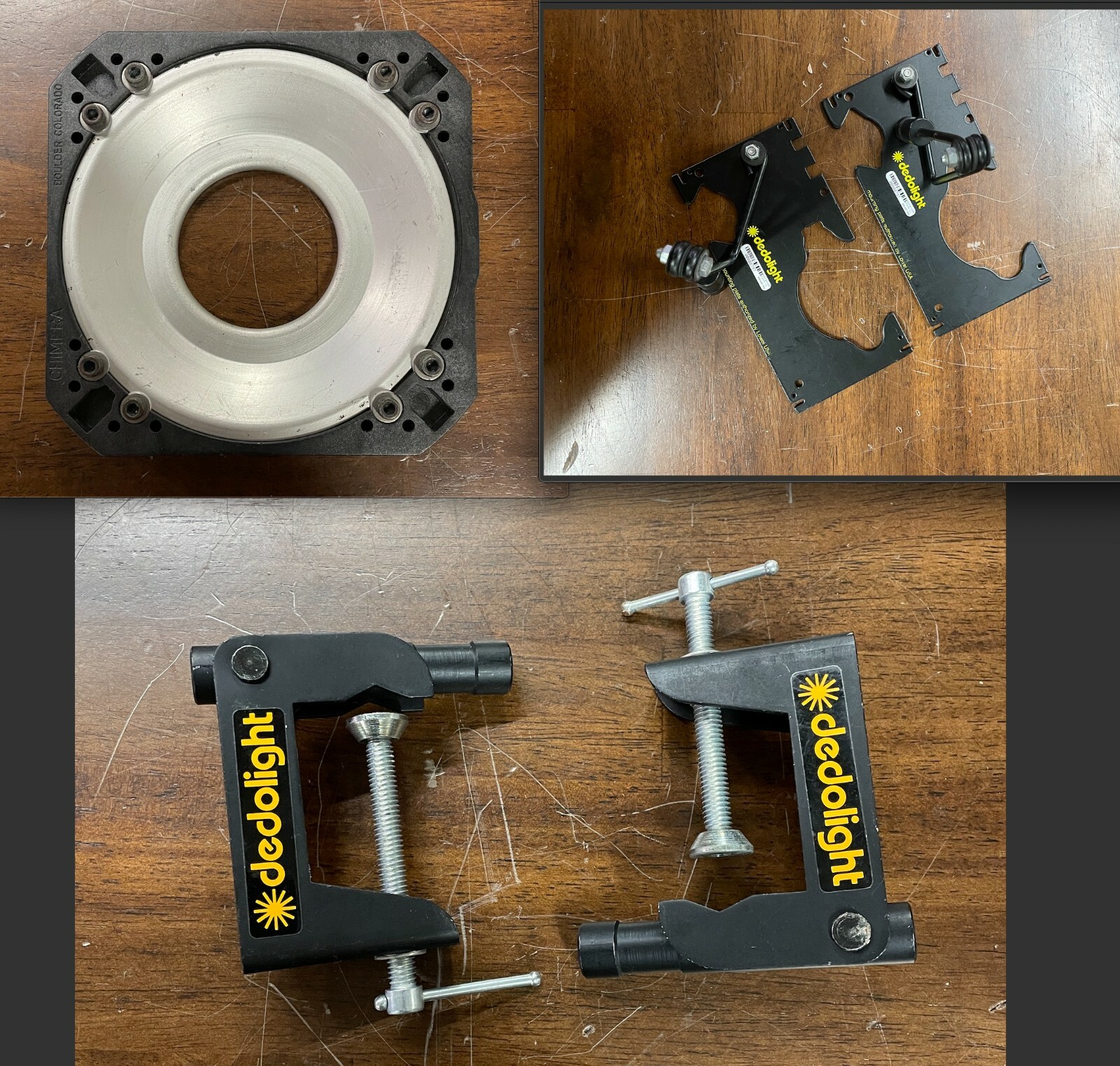 (2) Dedolight DH2 DH-2 Universal Holder Mount Plate, Softbox Holder, (2) Clamps