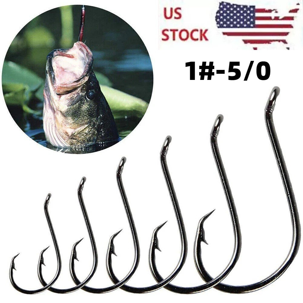 ✅ 100pcs Circle Fishing Hooks 1/0 - 5/0  Ultra Sharp Carbon Steel Octopus Offset