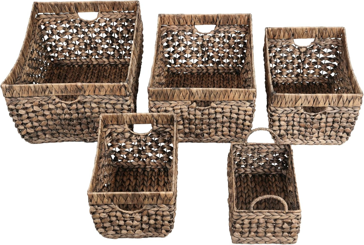Aria Bohemian Handwoven Water Hyacinth Nesting Baskets - Set of 5