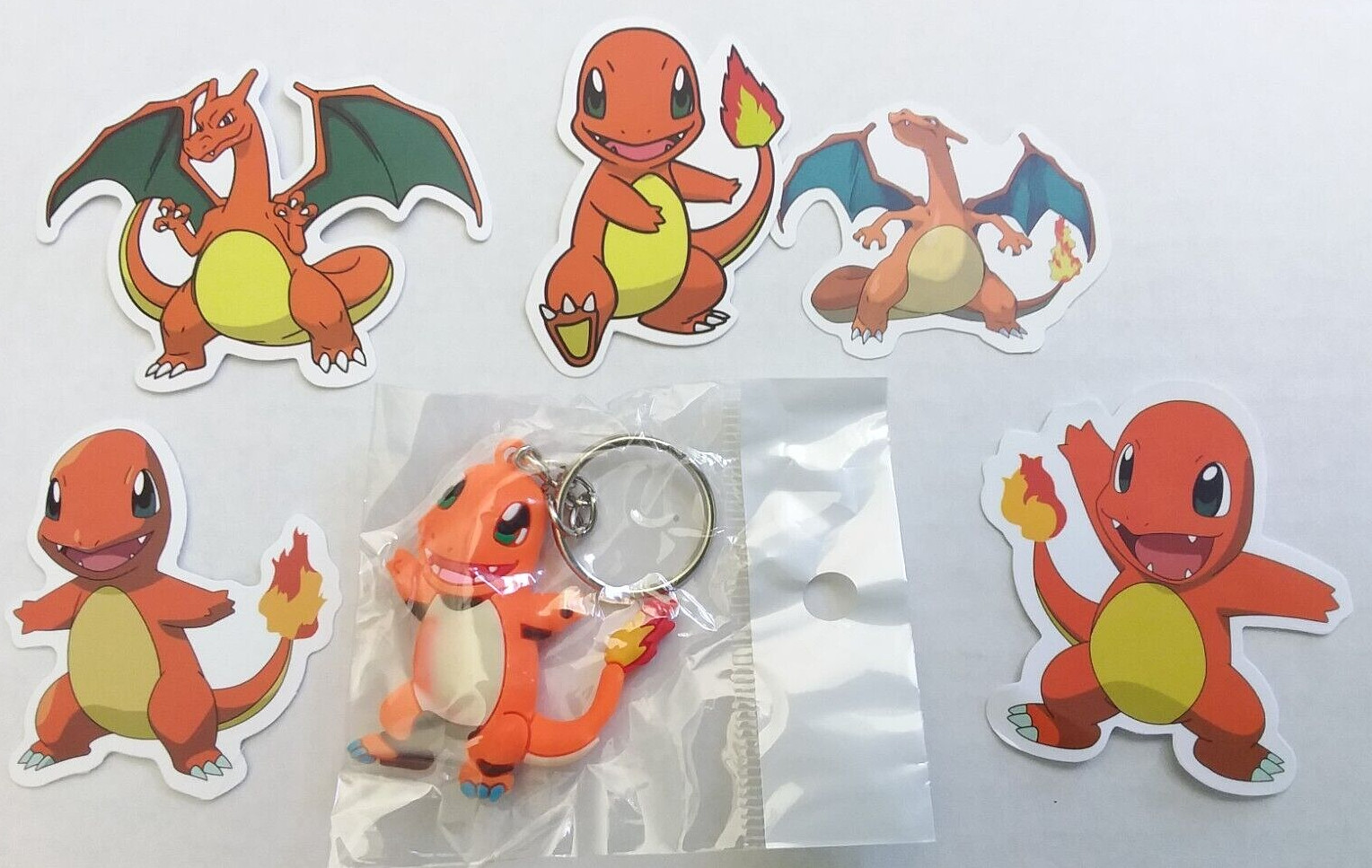 Pokemon Charmander doublesided keychain with random sticker new 