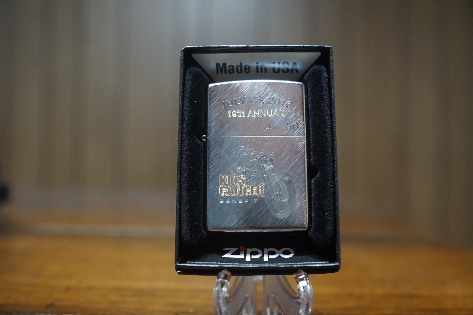 BRADFORD PA KIDS & CANCER MOTORCYCLE RUN ZIPPO LIGHTER MINT IN BOX 2016 47/50