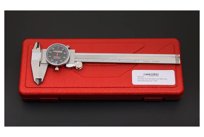 Accusize Industrial Tools 0-6" x 0.001" (Range x Resolution) Dial Caliper, Bl...
