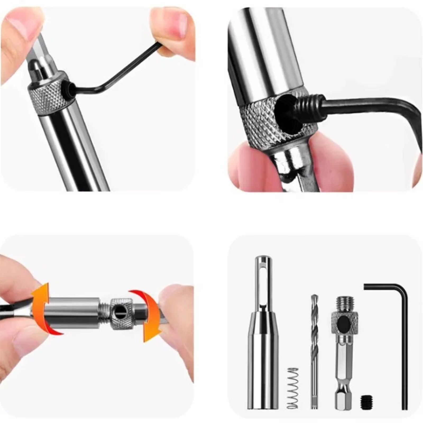 1/4in Hex Self Centering Hinge Hardware Drill Bit Set With Unique Design
