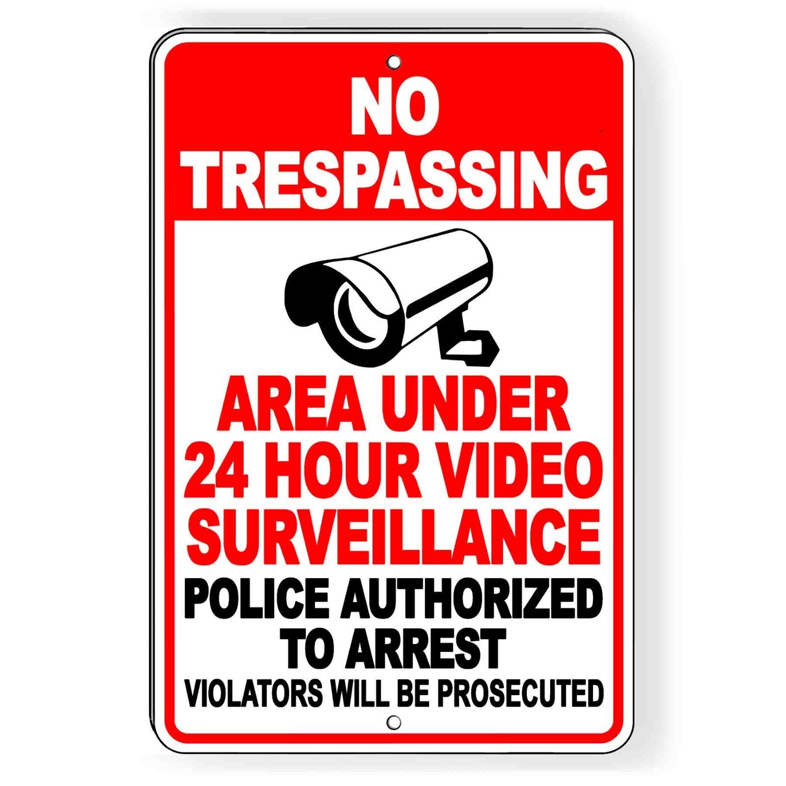 Video Surveillance Security 8" x 12" Aluminum Sign No Trespass Alarm Camera CCTV