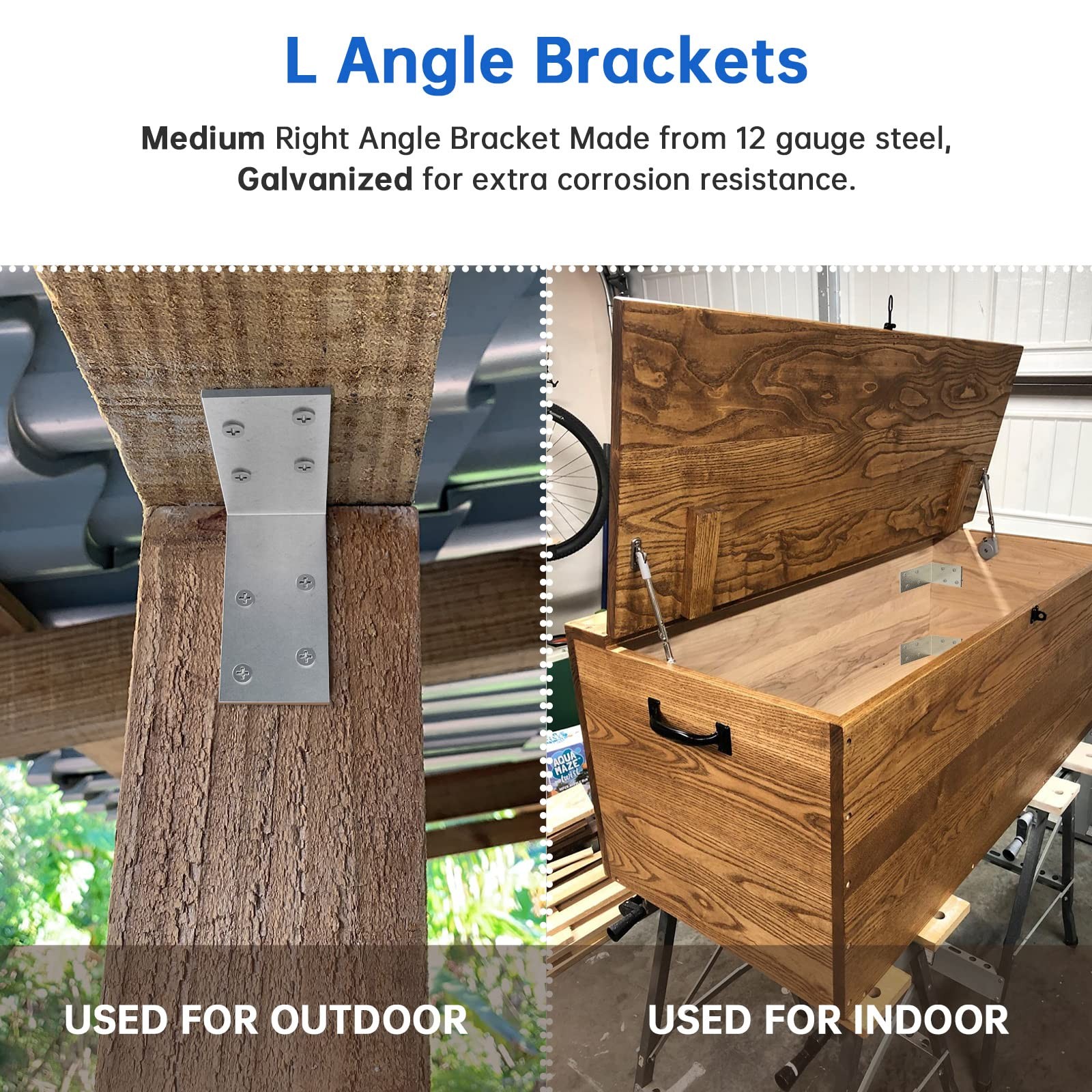 (8PCS) L Brackets Heavy Duty 90 Degree Angle Galvanized Corner Brace Iron