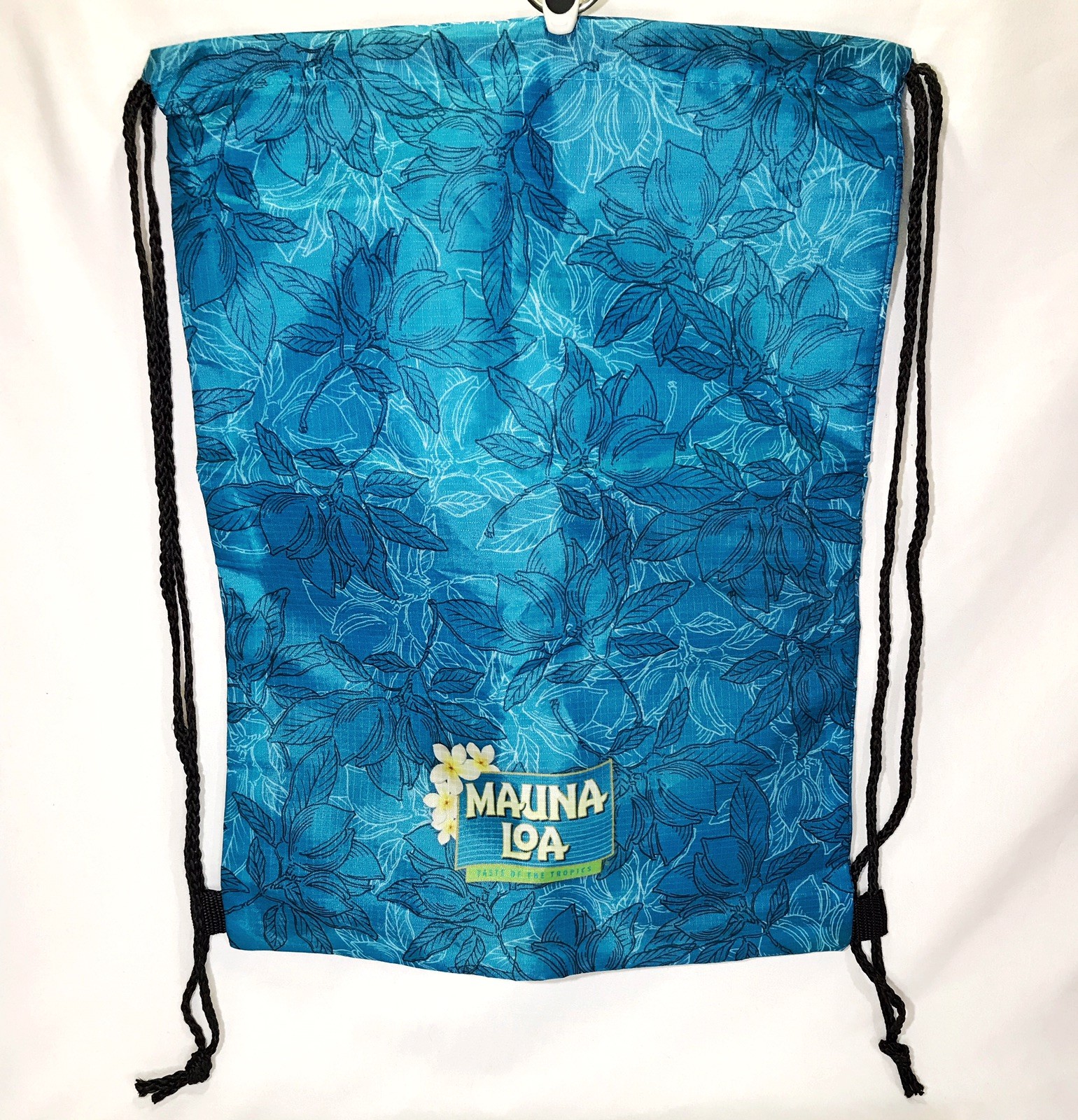 Mauna Loa Lightweight Drawstring Backpack Tote Bag Gym Hiking Travel Beach Blue