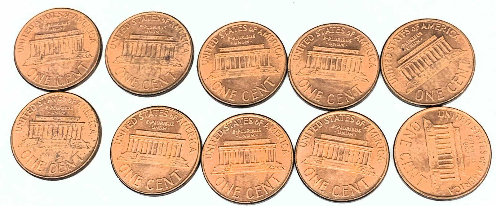 C7171 U.S. LINCOLN CENT 10 COINS, ALL UNC. 1968-S