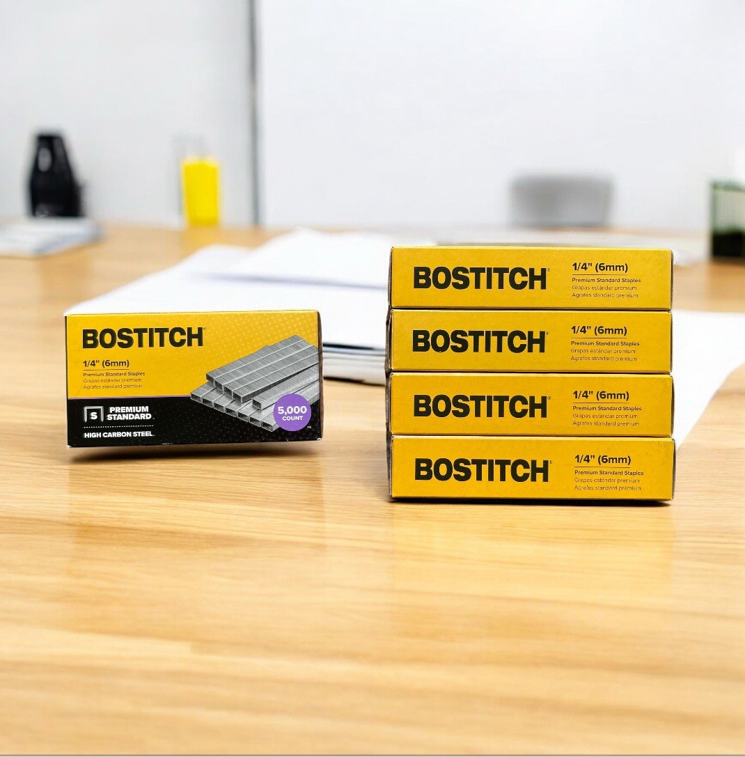 Box Of 5 New Boxes Stanley-Bostitch Staples 1/4ʼʼ 5000 per Box (25,000 total)