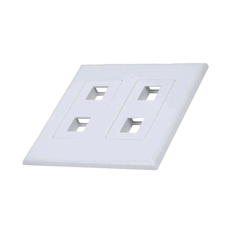 White 2-Gang Screwless Decora Wall Plate Cover with 2-Port Keystone Jack Insert