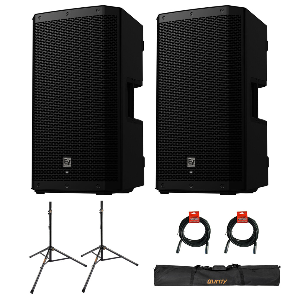 Electro-Voice ZLX-12P-G2 12" Loudspeaker Pair w/ Stands, Case & 2x Cable Bundle