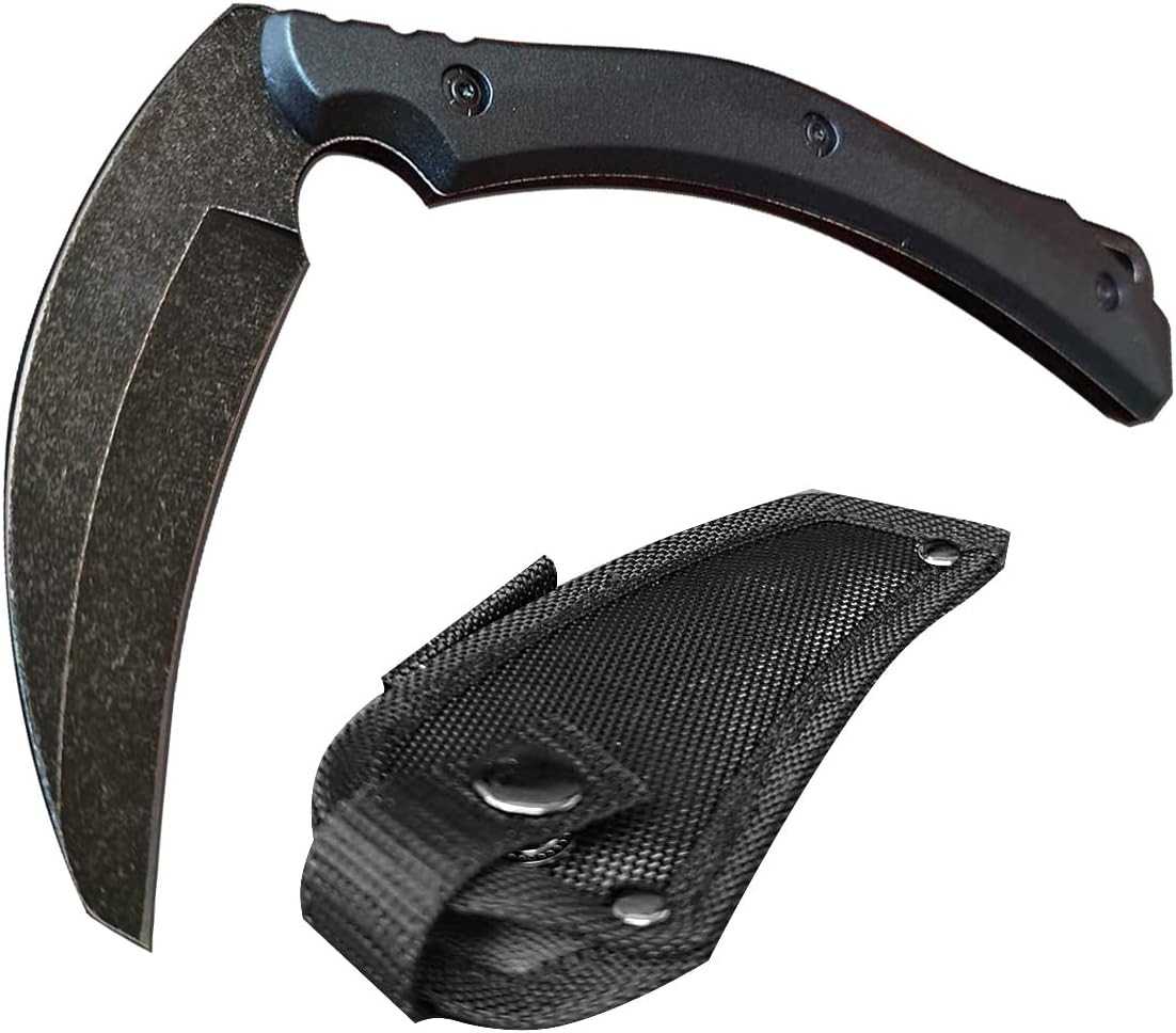 Fixed Blade Knife, Outdoor Hunting Camping Sickle, Stonwash Blade, High Hardness