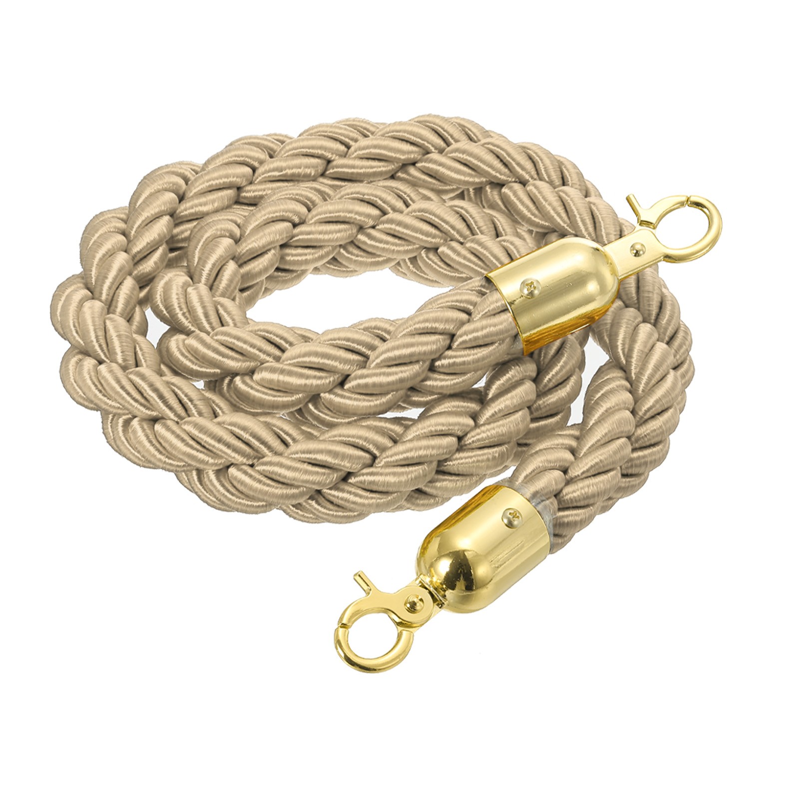 3.28 Ft/1 m Twisted Stanchion Rope Barrier Rope with Hooks Champagne Golden