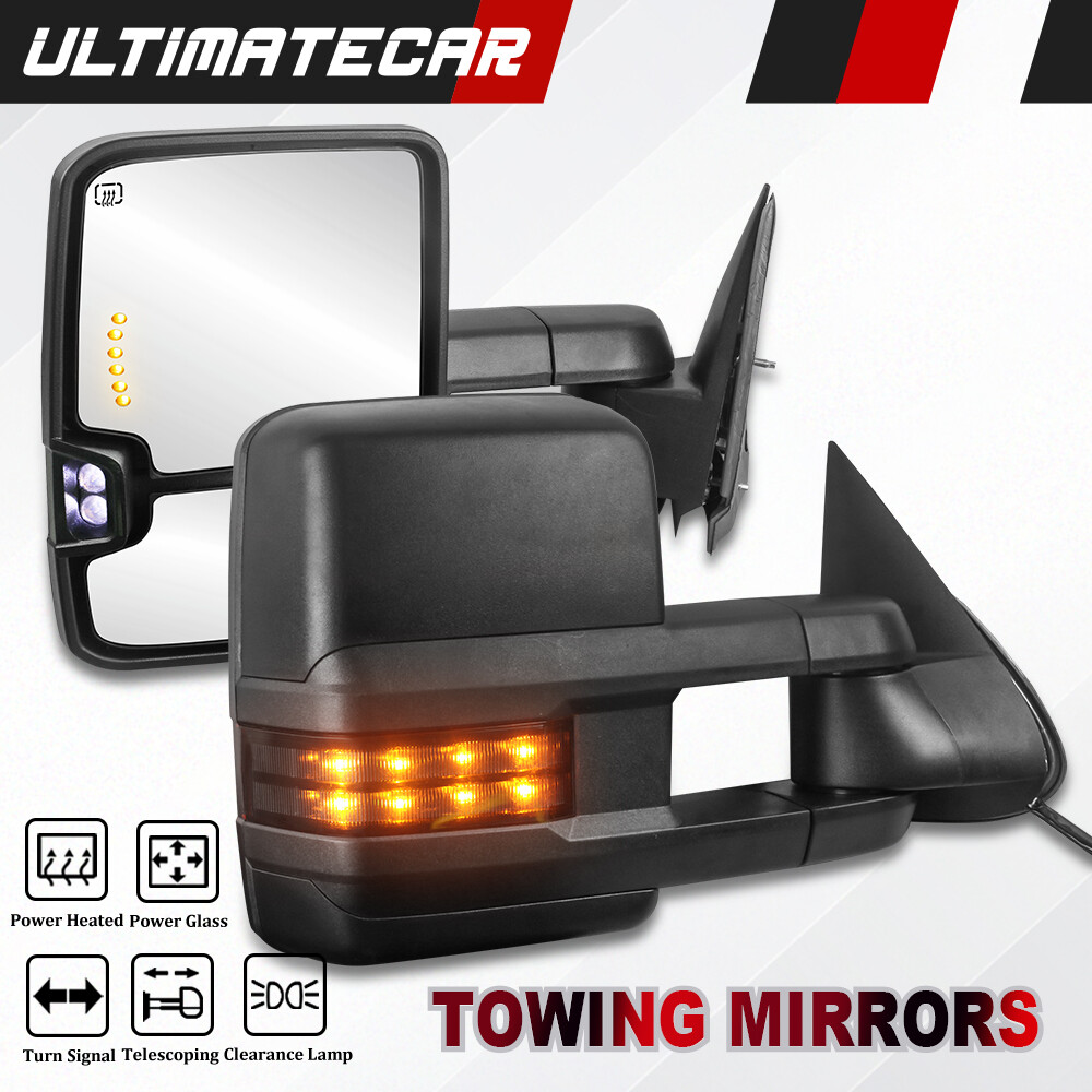 Power Heated Smoke Signal Tow Mirrors For 2003-2007 Chevy Silverado GMC Sierra