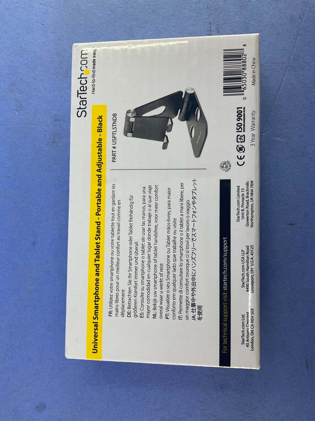 StarTech USPTLSTNDB Phone & Tablet Stand Foldable Universal Mobile Device Holder