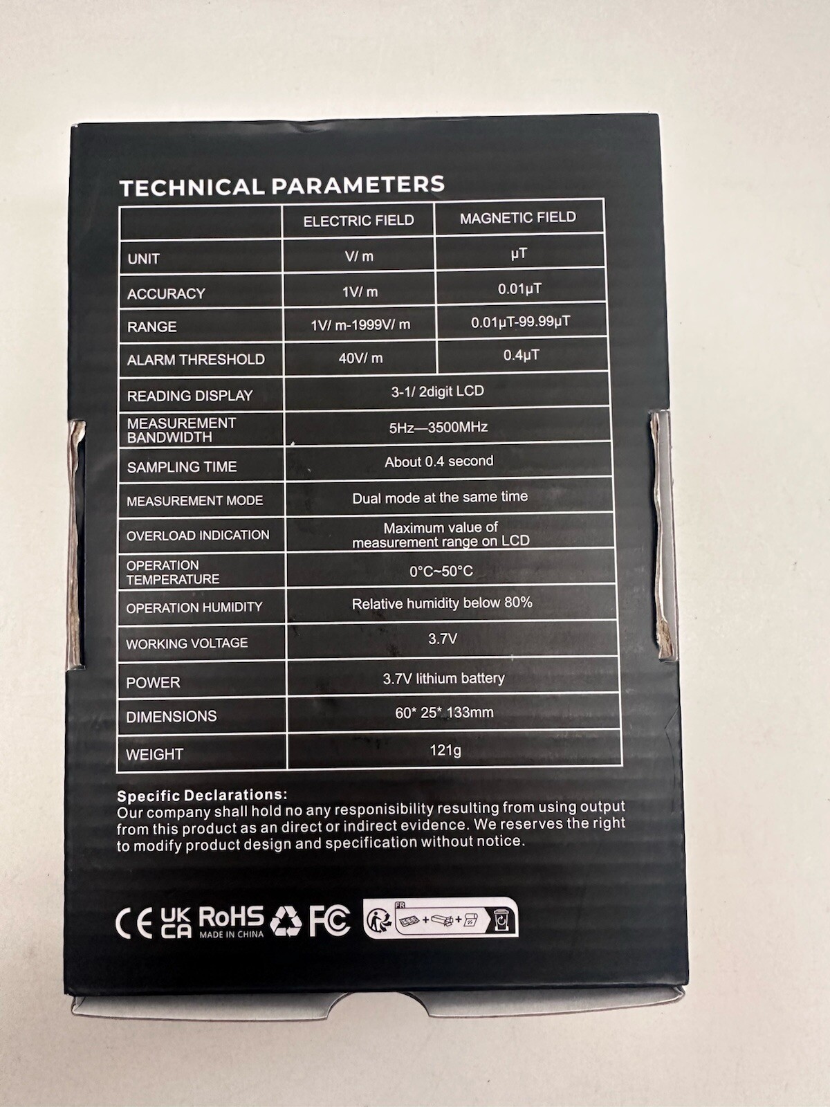 ERICKHILL EMF Meter, Rechargeable Digital Electromagnetic Field Radiation