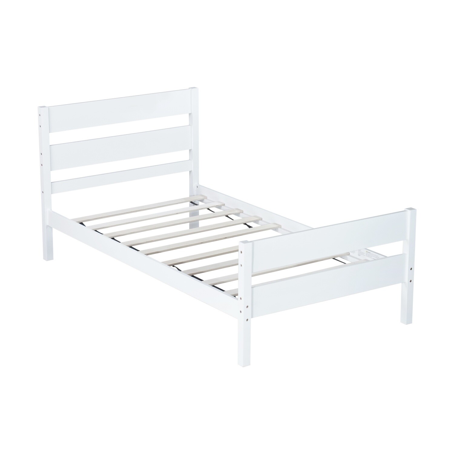 Twin Size Bed Frame Wooden Platform Bed Frame with Headboard White/Espresso