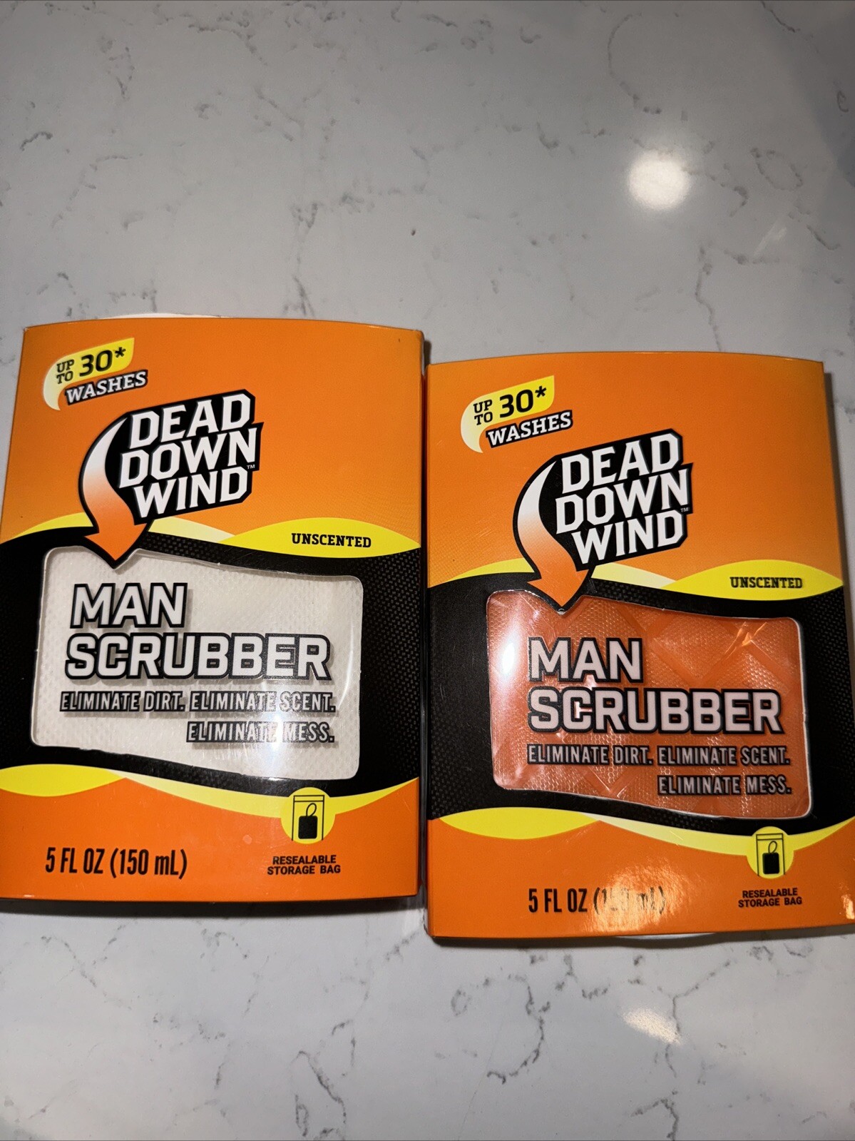 Lot of 2 NEW Dead Down Wind Man Unscented Man Scrubber W/ Resealable Storage Bag