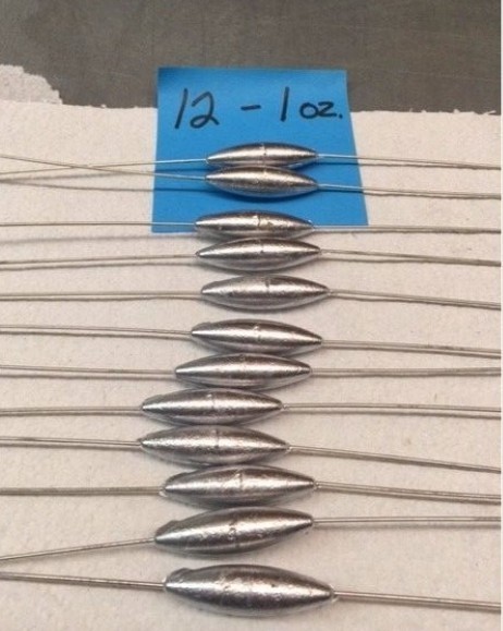 12 qty 1 oz Bottom Bouncers/ 4" Arm / 11" long/Brass Barrel Snap Swivel - Size 5