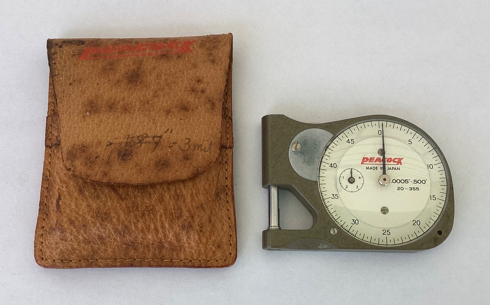 Vintage Peacock  Pocket Size Micrometer Thickness Measure,  w/ Case