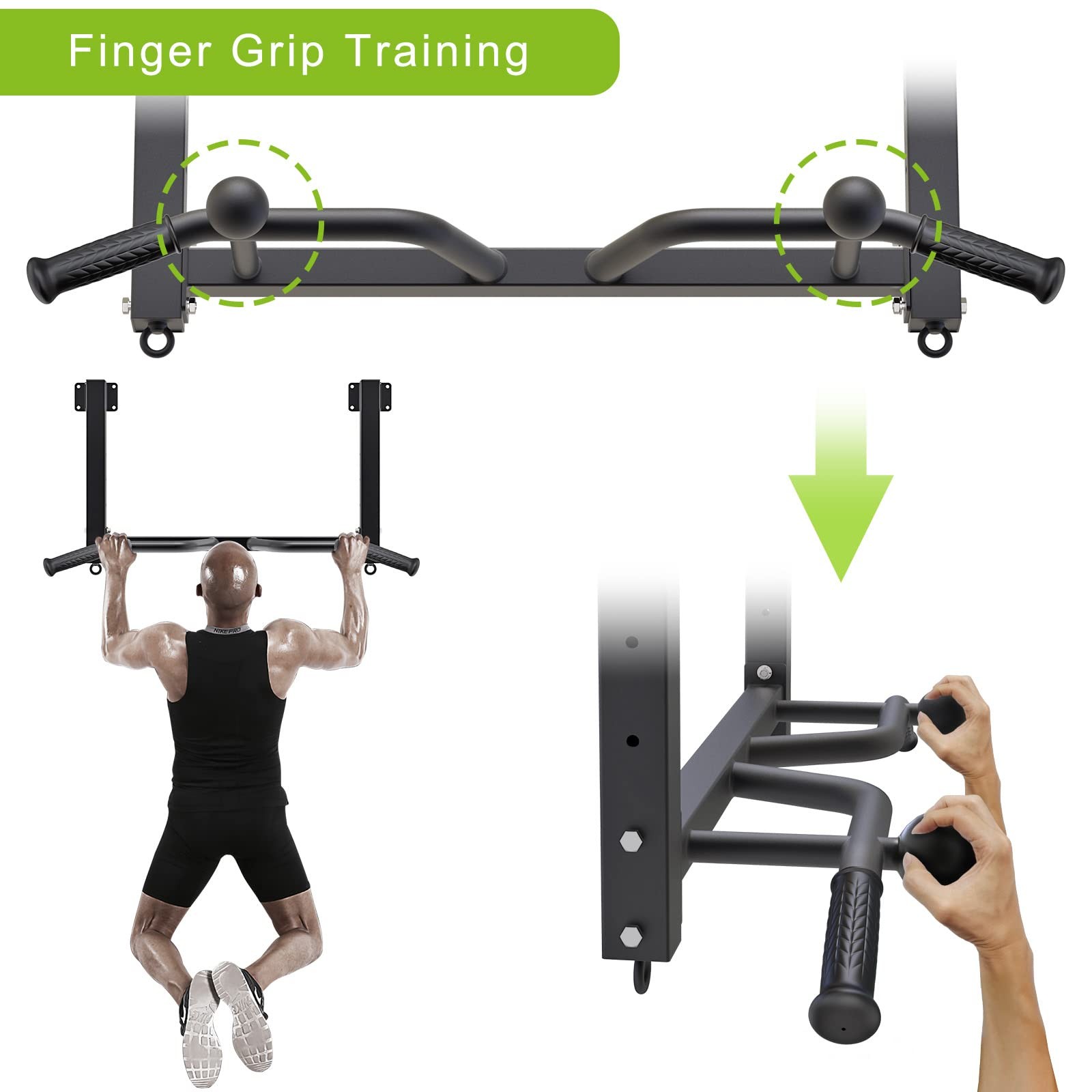 32" Ceiling Mounted Pull Up Bar - Heavy Duty, Highly Adjustable, Multifunctio...