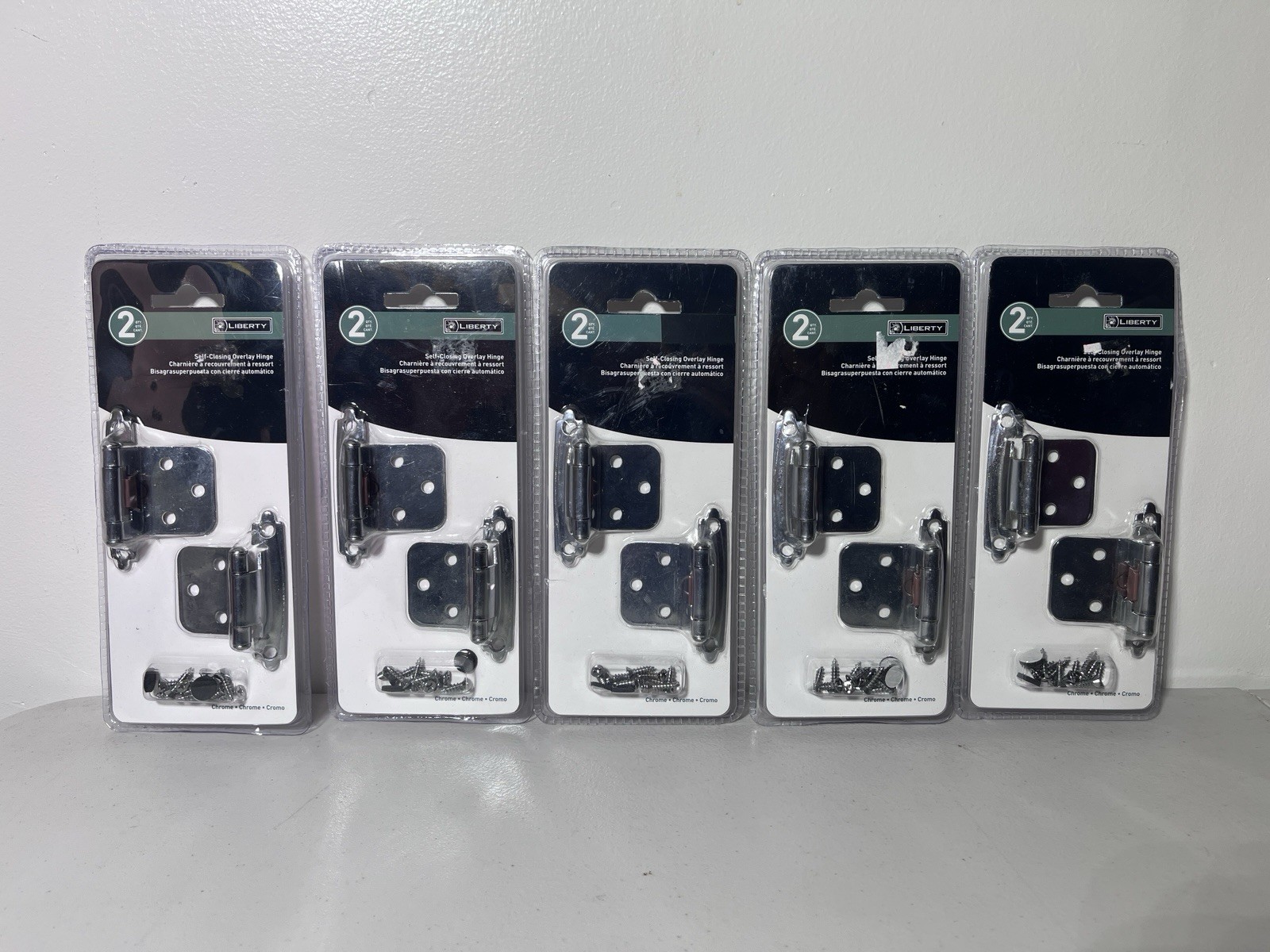 H0103BL-CHR-U Chrome Self Closing Overlay Hinge Lot of 5
