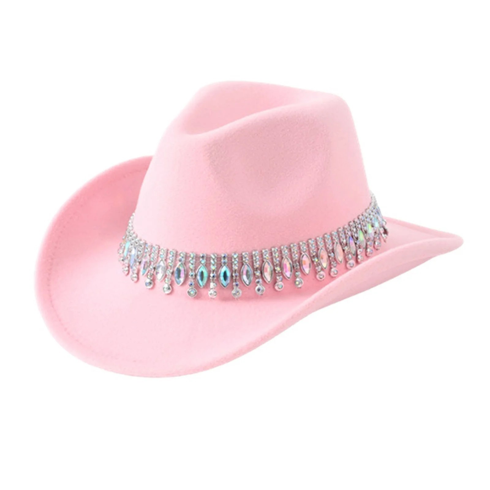 Light Pink Cowboy Hat Rhinestone Band Western Rodeo Country Music Festival Party