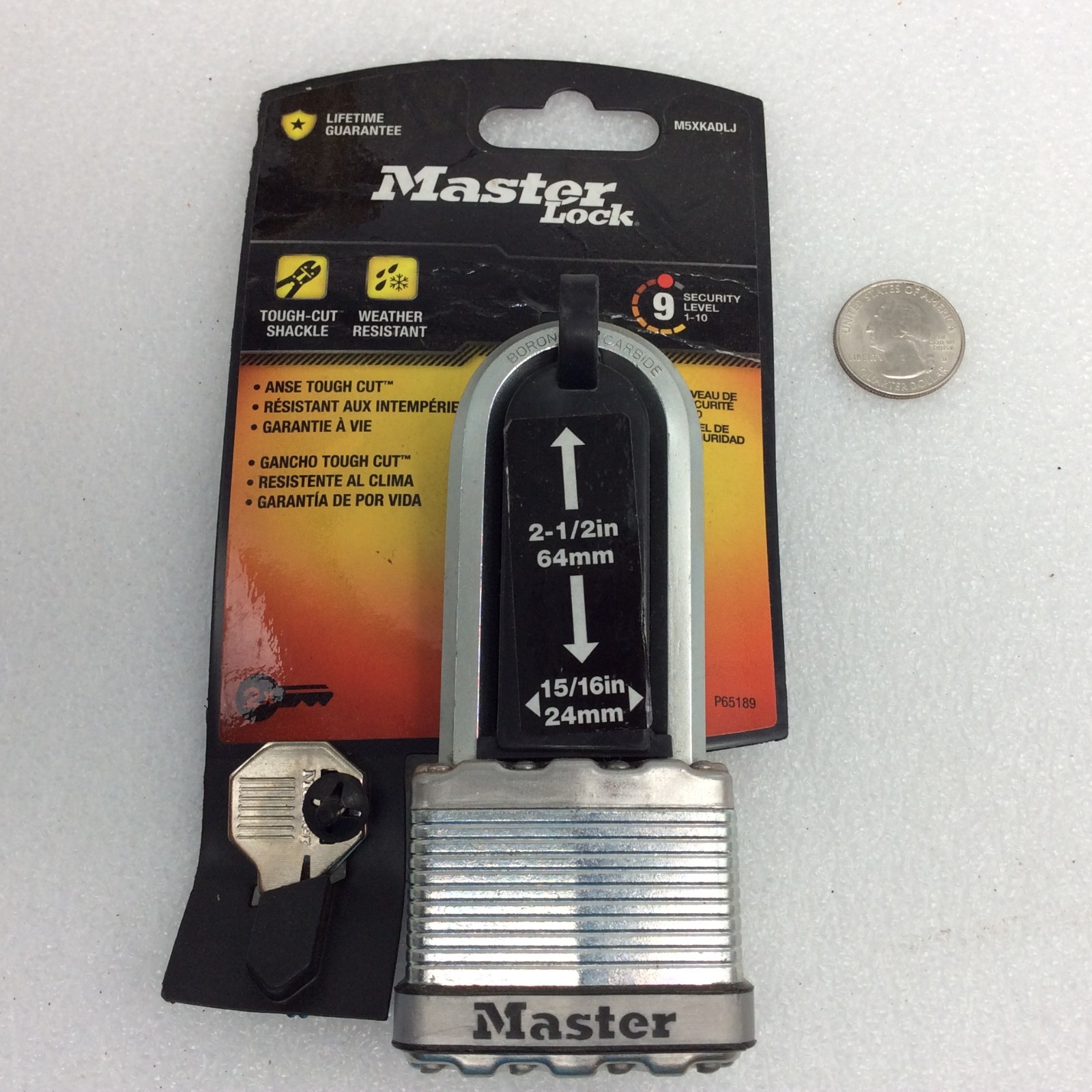 NEW Master Lock Heavy Duty Outdoor Padlock with Key, 2 in. Wide, 2-1/2 M5XKADLJ