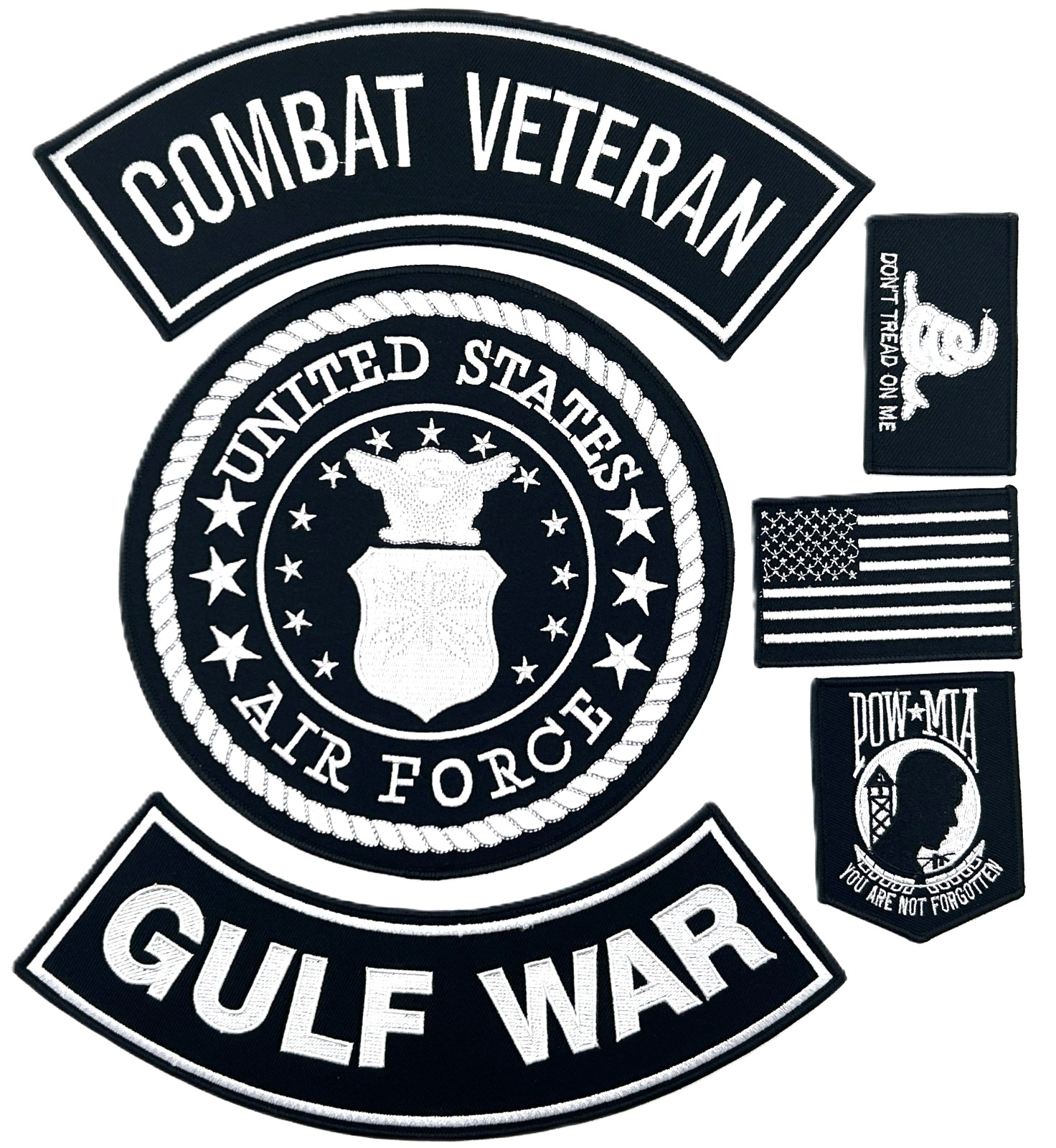 U.S. AIR FORCE COMBAT VETERAN GULF WAR MILITARY MOTORCYCLE VEST LOT OF 6 PATCHES