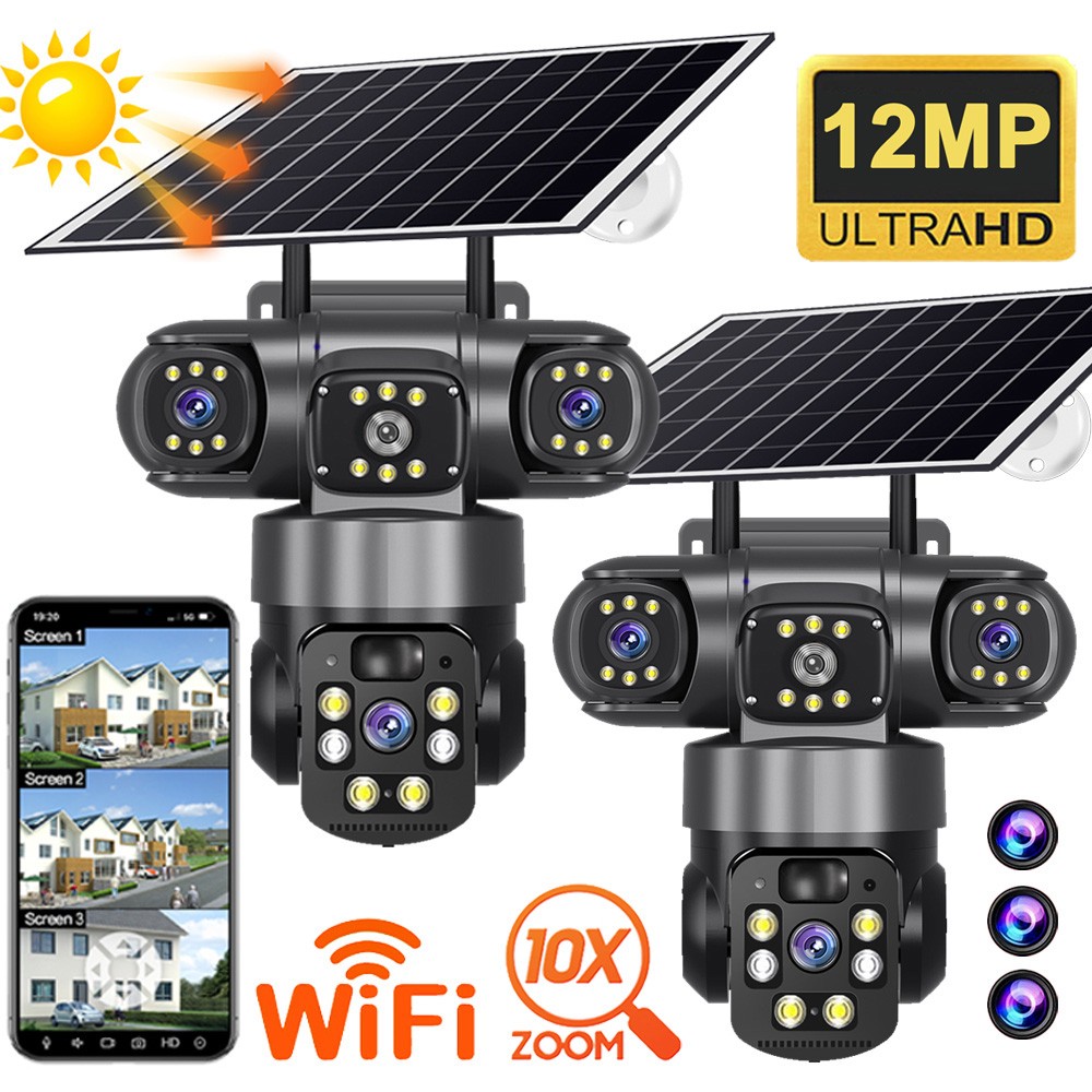 12MP 4K Energía Solar Wifi Inalambrico Camara De Seguridad Domestica Pan/Tilt